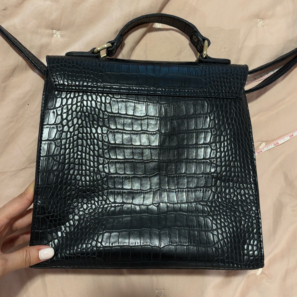 ASOS Black Croc-Embossed Structured Bag - Picture 7 of 9